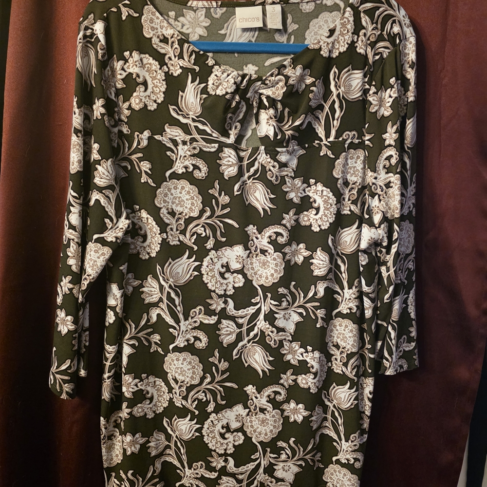 Chico's Black and White Floral Top